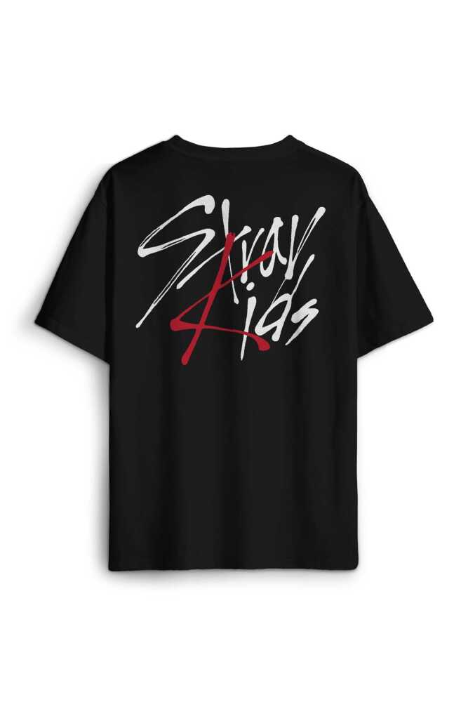 Stray Kids Kore K-Pop Sırt Ön Baskılı Oversize Tişört Unisex (1)