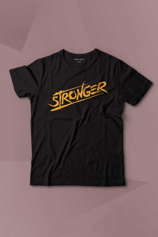 Stronger Daha Güçlü Sporcu Gym Fitness Spor Baskılı Çocuk Tişört Kısa Kollu - 1