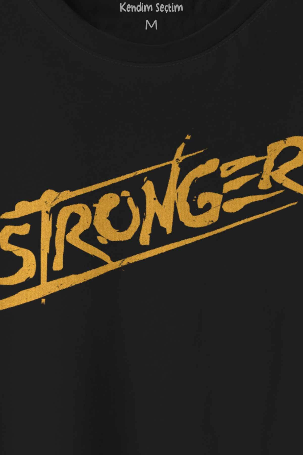 Stronger Daha Güçlü Sporcu Gym Fitness Spor Baskılı Siyah Tişört Unisex - 2