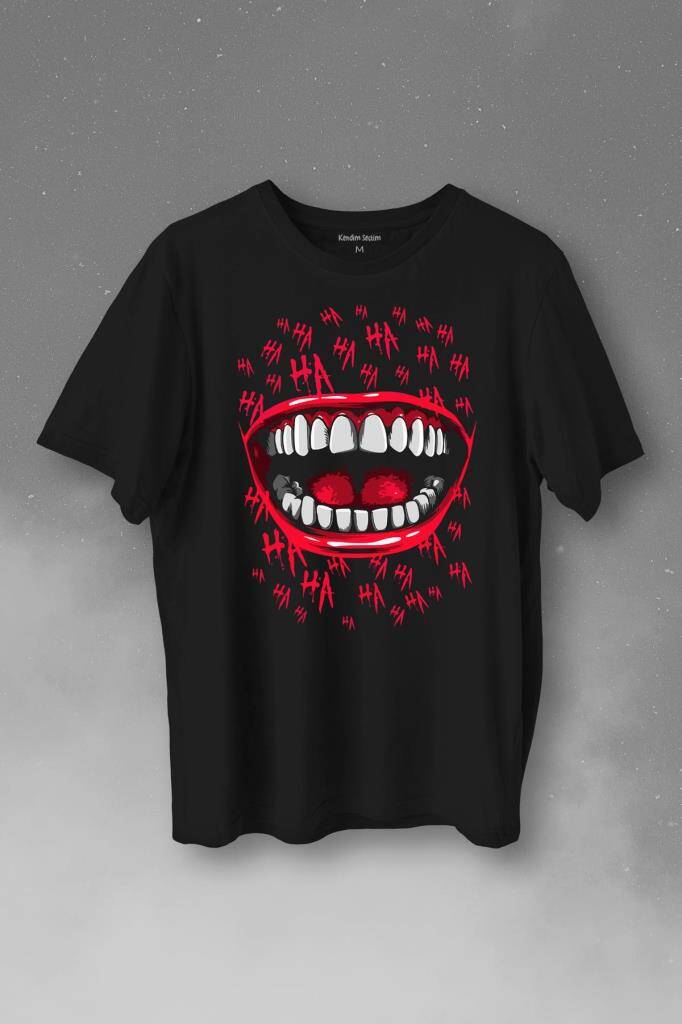 Suicide Squad Ha Ha Ha Kahkaha Gülücük Gülme Baskılı Siyah Tişört Unisex