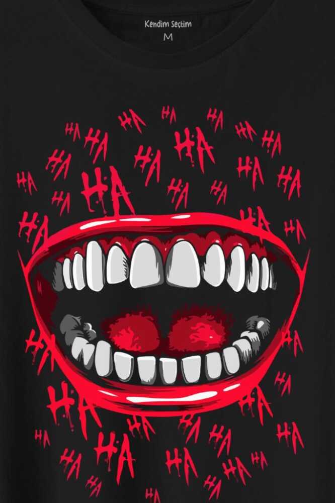 Suicide Squad Ha Ha Ha Kahkaha Gülücük Gülme Baskılı Siyah Tişört Unisex (1)
