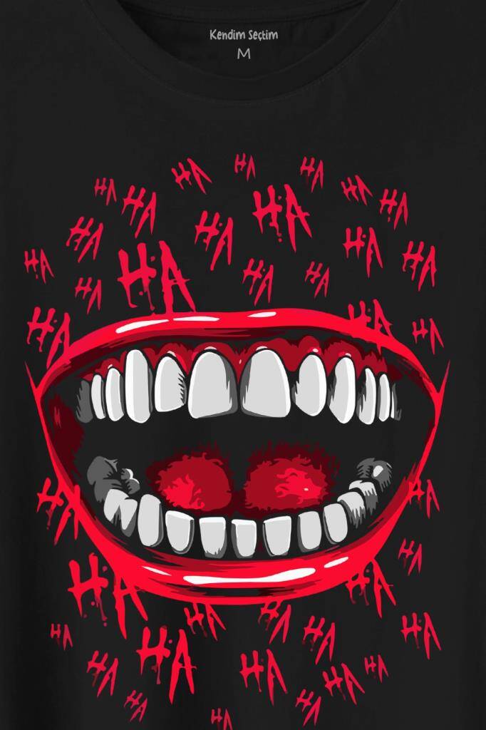 Suicide Squad Ha Ha Ha Kahkaha Gülücük Gülme Baskılı Siyah Tişört Unisex (1)