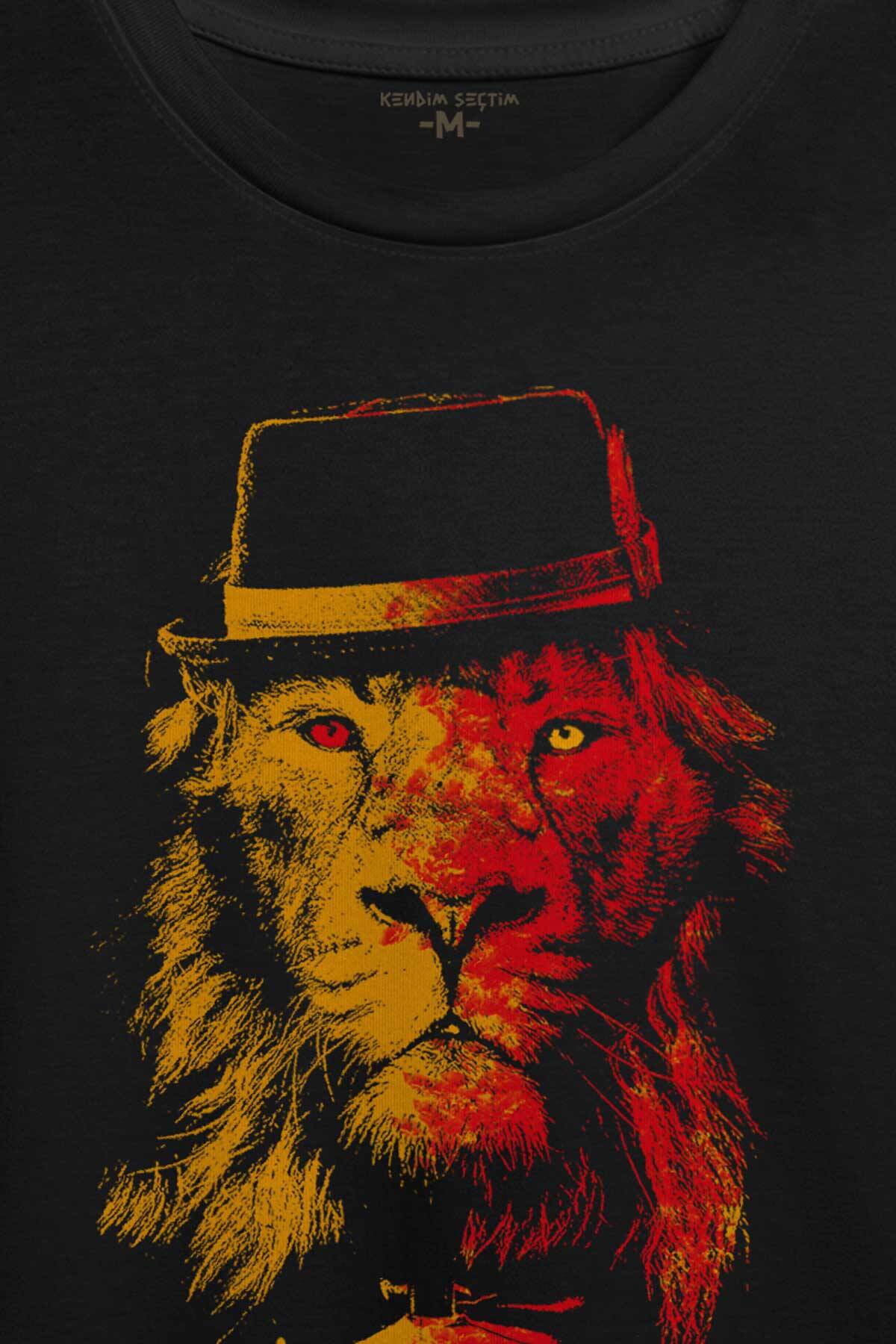 Suit Up Takım Elbiseli Aslan Modern Kravat Arslan Baskılı Tişört Unisex - 2