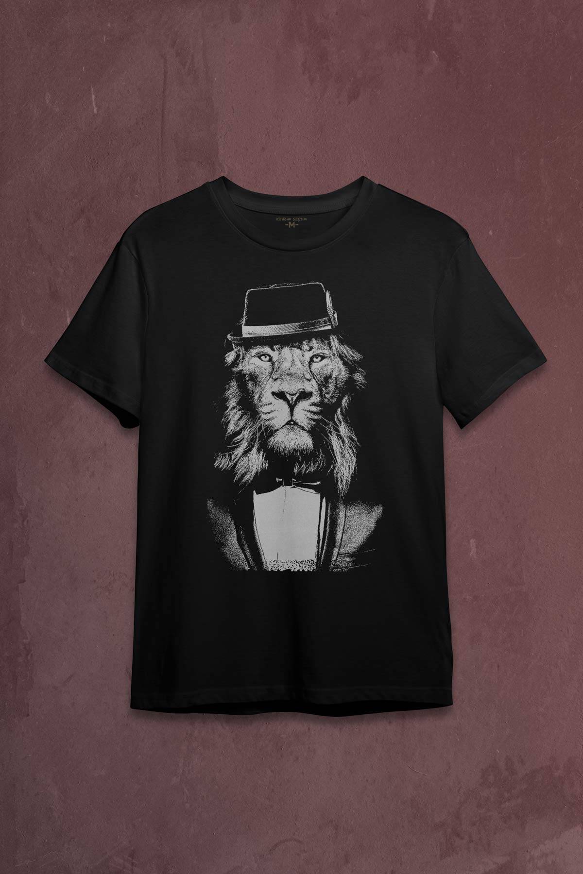 Takım Elbiseli Aslan Suit Up Modern Kravat Arslan Baskılı Tişört Unisex - 1