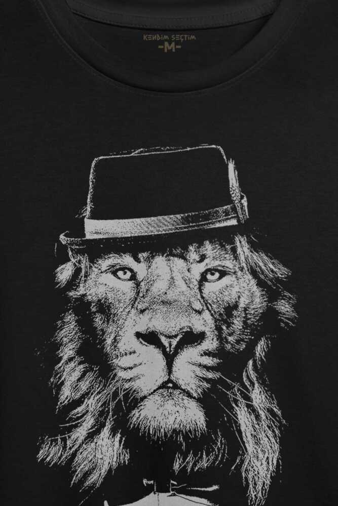 Takım Elbiseli Aslan Suit Up Modern Kravat Arslan Baskılı Tişört Unisex (1)