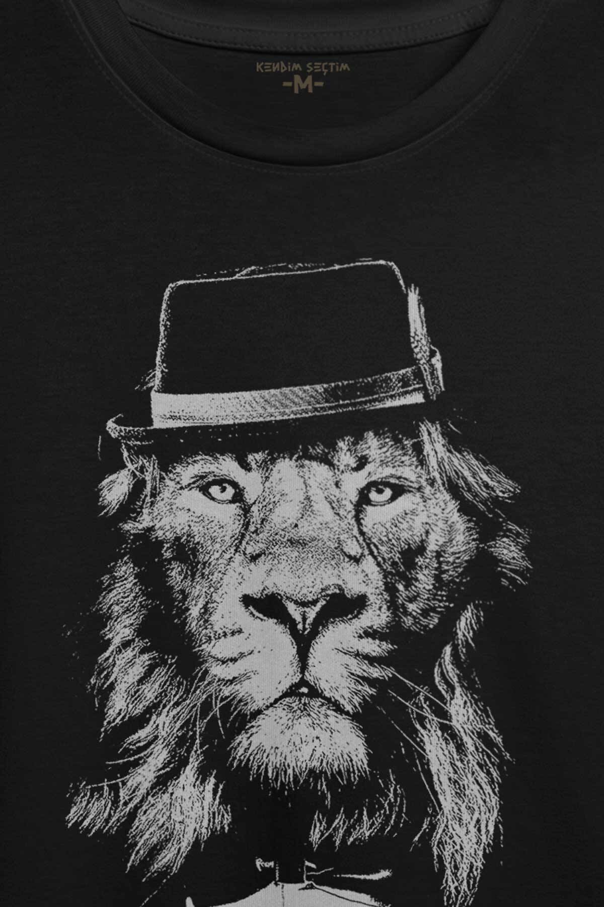 Takım Elbiseli Aslan Suit Up Modern Kravat Arslan Baskılı Tişört Unisex - 2