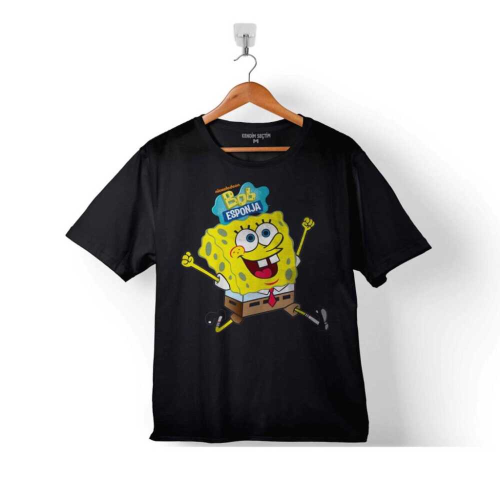 Sünger Bob Esponja Çocuk Tişört Siyah