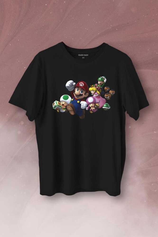 Super Mario Party Star Rush Baskılı Tişört Unisex