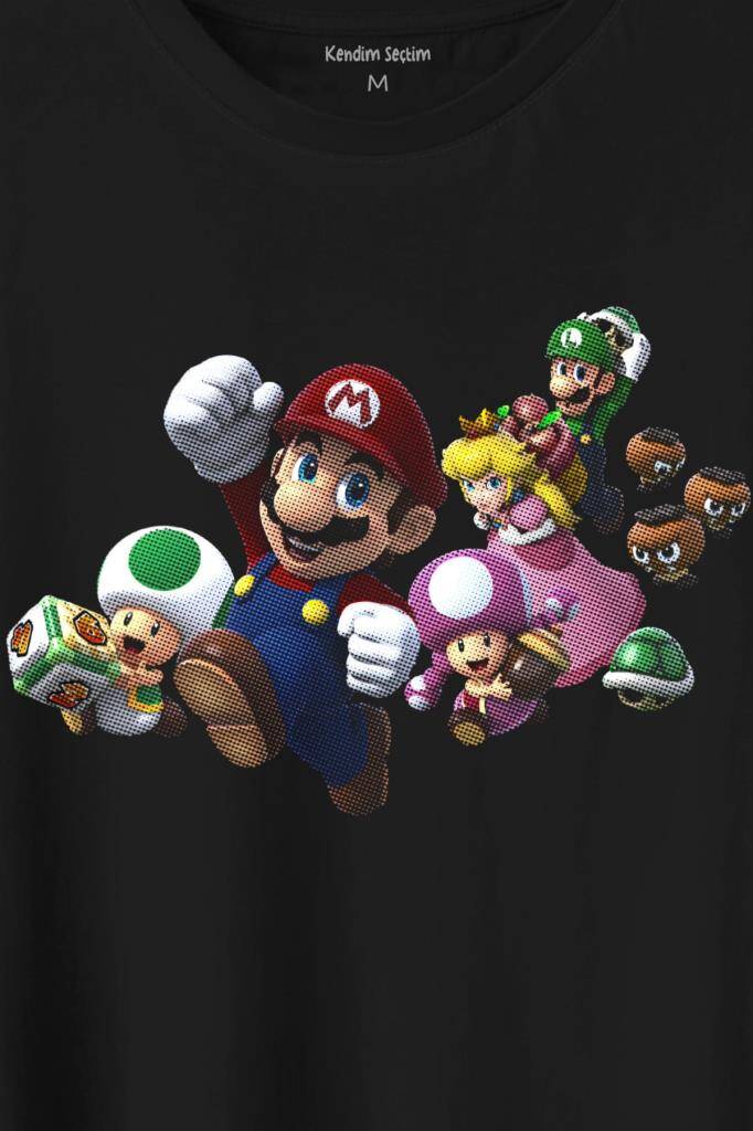 Super Mario Party Star Rush Baskılı Tişört Unisex (1)