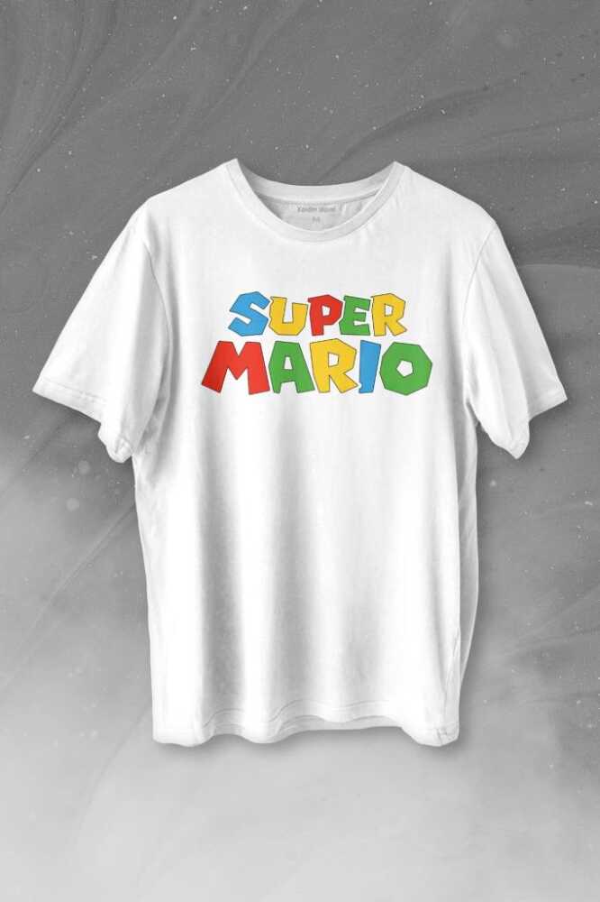 Super Mario Seres Baskılı Beyaz Tişört Unisex