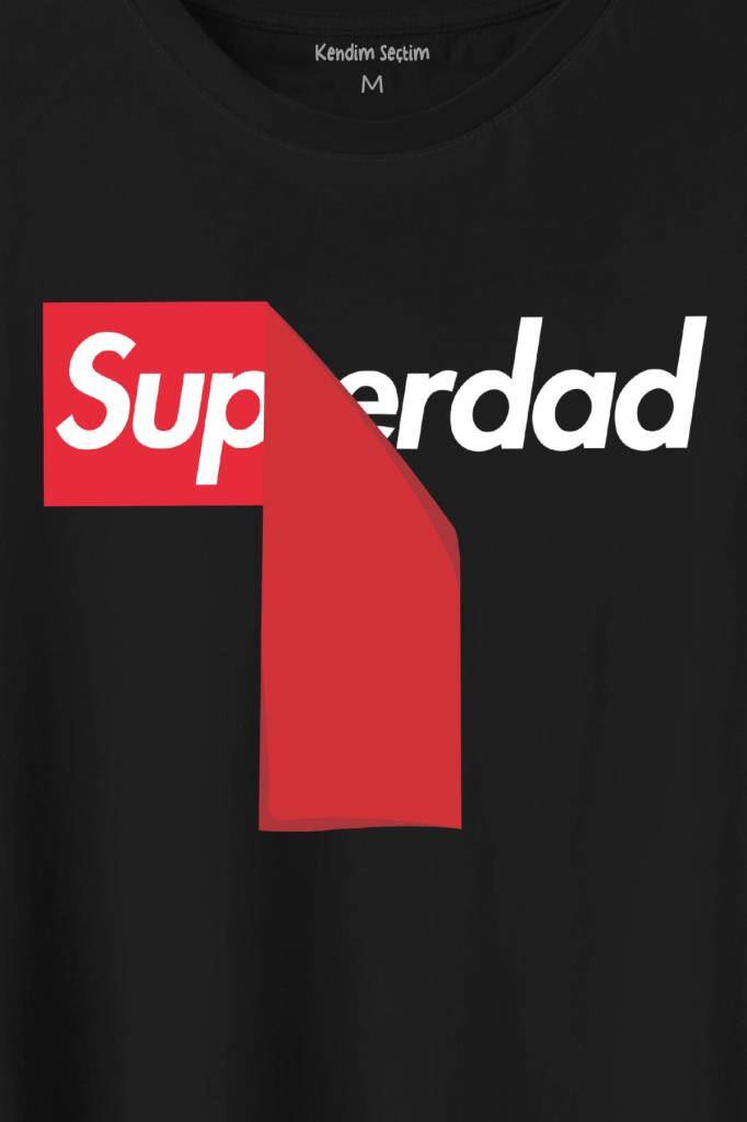 Superdad Etiket Süper Baba Baskılı Siyah Tişört Unisex (1)