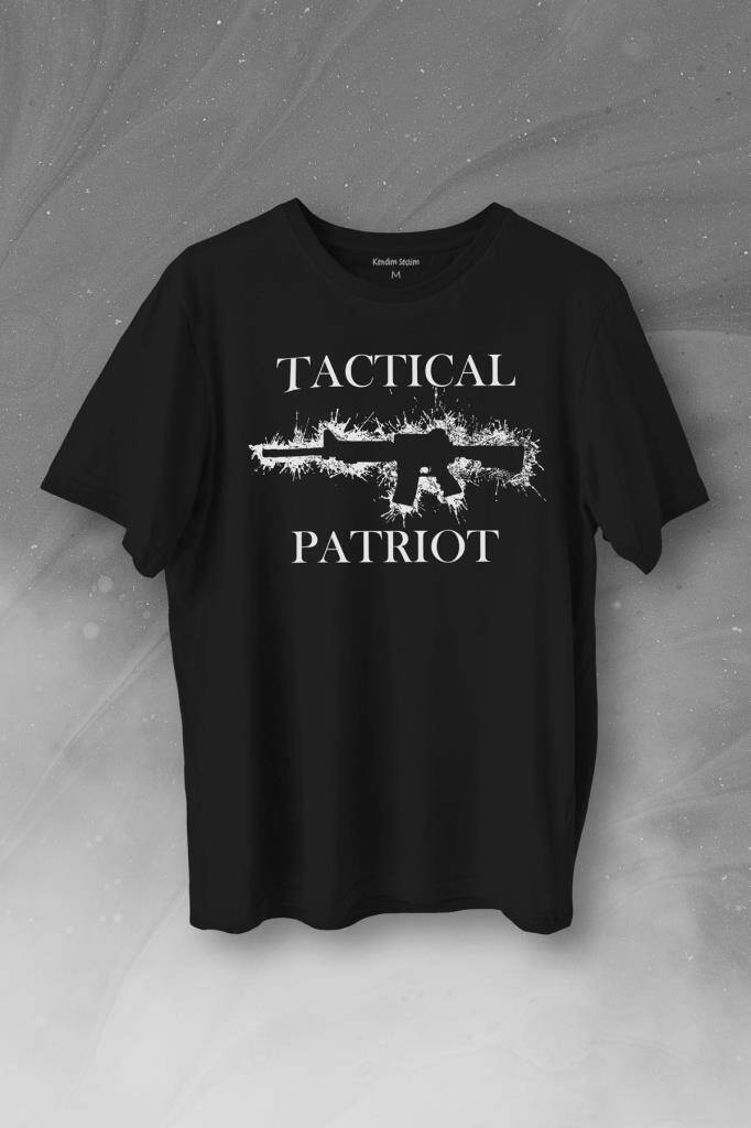 Tactical Patriot Military Tüfek Silueti Baskılı Siyah Tişört Unisex