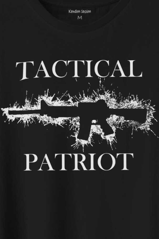 Tactical Patriot Military Tüfek Silueti Baskılı Siyah Tişört Unisex (1)