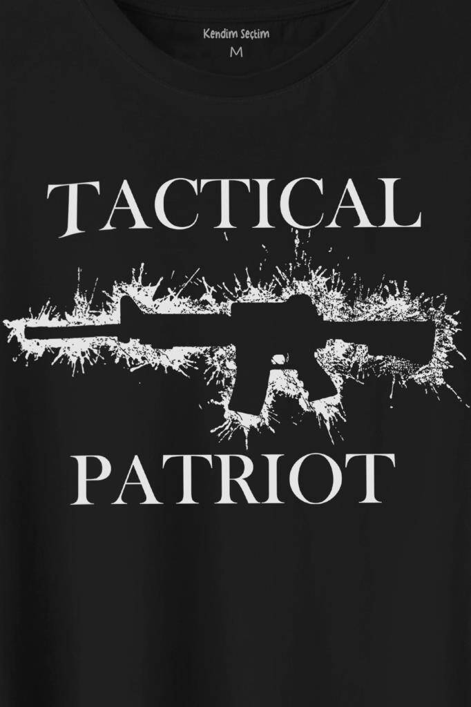 Tactical Patriot Military Tüfek Silueti Baskılı Siyah Tişört Unisex (1)