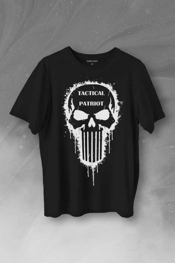 Tactical Patriot Military Vatansever Savaşçı Baskılı Siyah Tişört Unisex