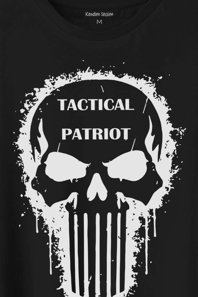 Tactical Patriot Military Vatansever Savaşçı Baskılı Siyah Tişört Unisex (1)