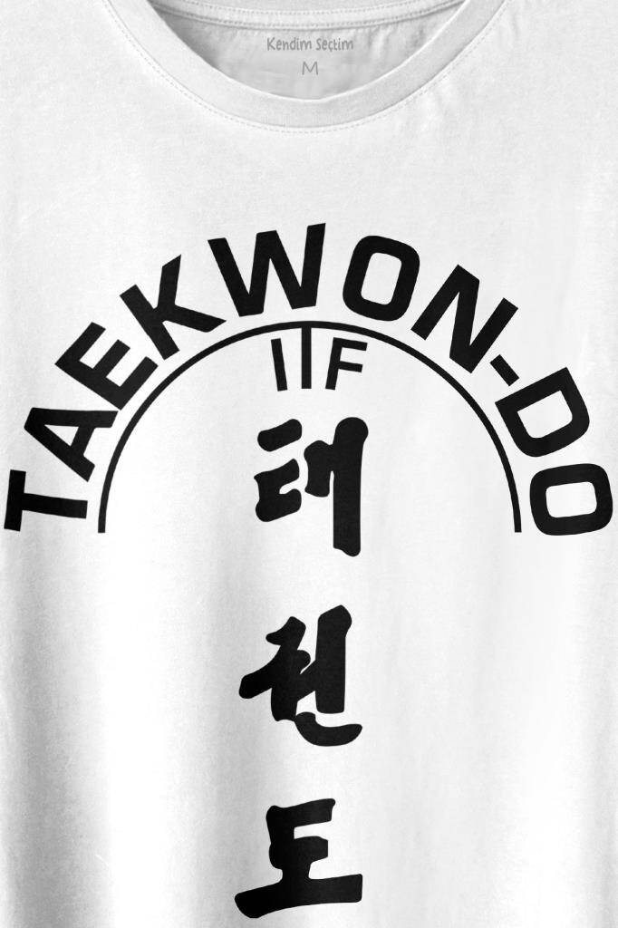 Taekwondo Tekvando Taekwon-Do Dövüşçü Baskılı Beyaz Tişört Unisex (1)
