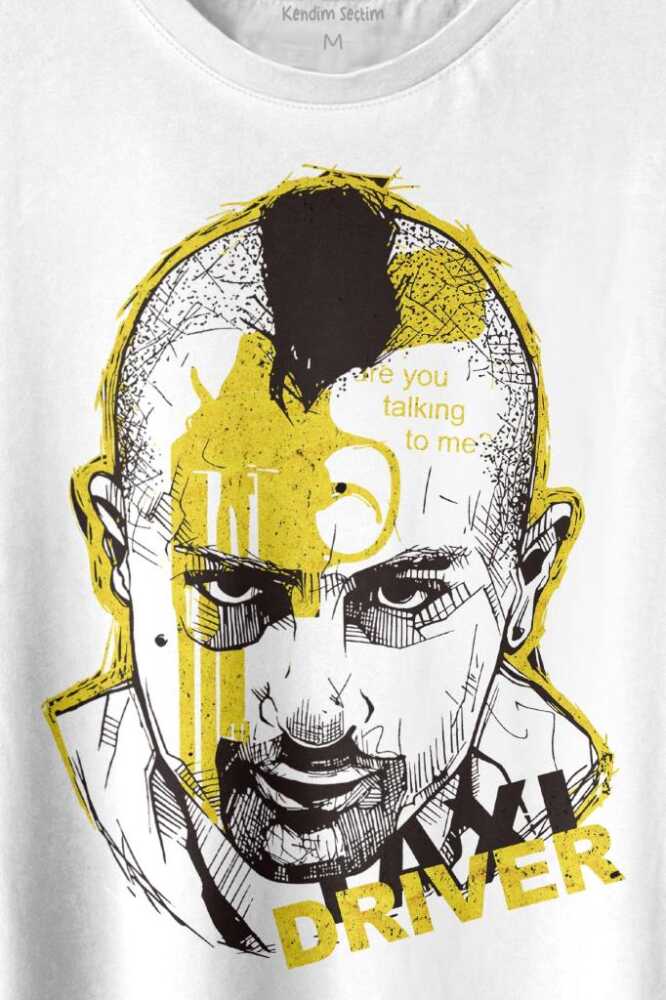 Taxi Driver Robert De Niro Taksi Şoförü Film Baskılı Beyaz Tişört Unisex (1)