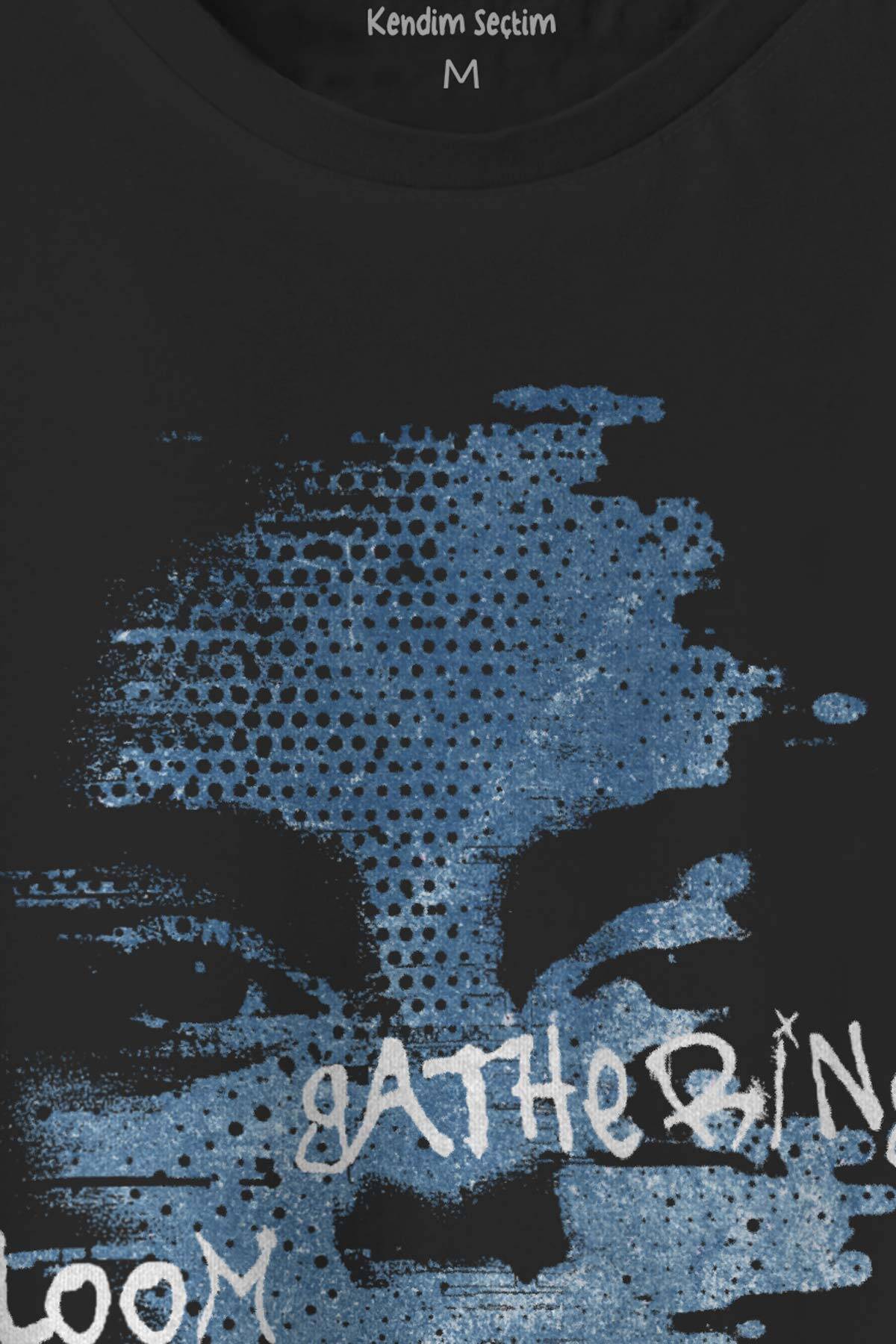 The Face Gathering Gloom Y2K Streetwear Baskılı Tişört Siyah T-shirt (1)