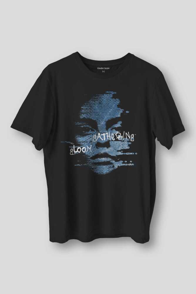 The Face Gathering Gloom Y2K Streetwear Baskılı Siyah Tişört
