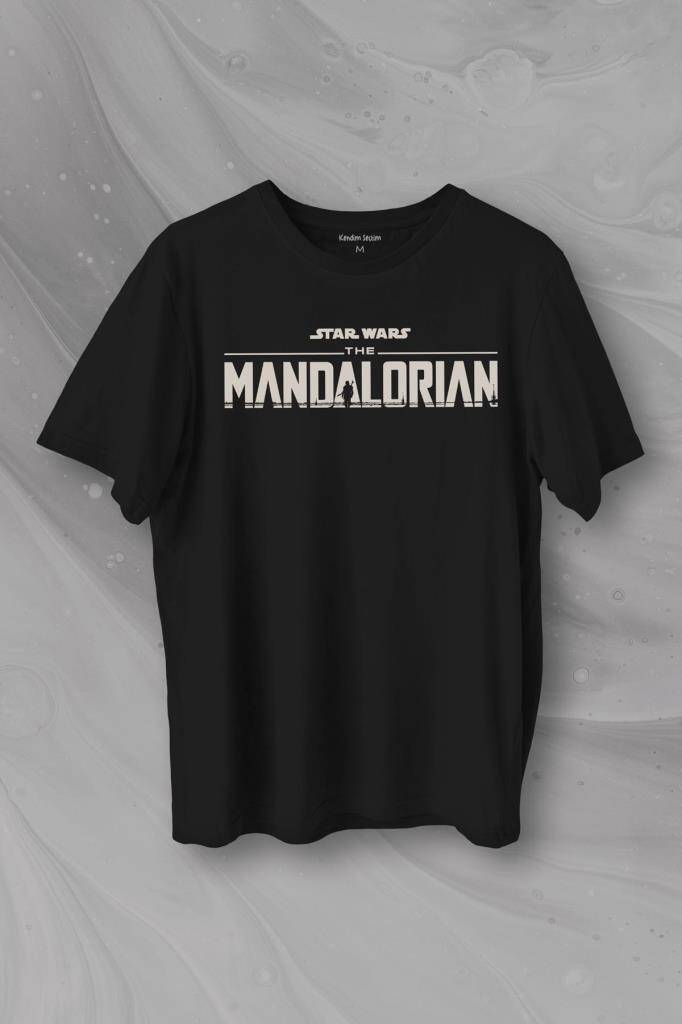 The Mandalorian Bebek Yoda Cep Tasarımı Star Wars Baskılı Siyah Tişört Unisex
