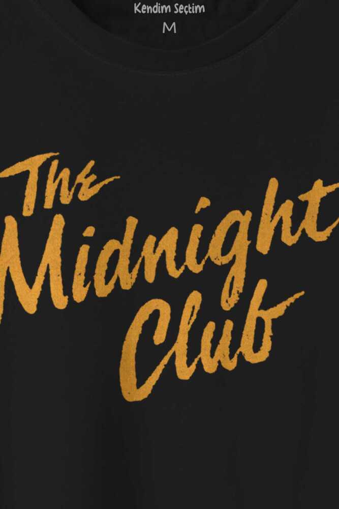 The Midnight Club Logo Dizi Baskılı Siyah Tişört Unisex (1)