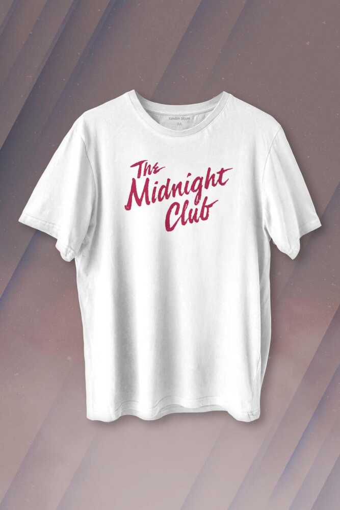 The Midnight Club Logo Dizi Baskılı Beyaz Tişört Unisex