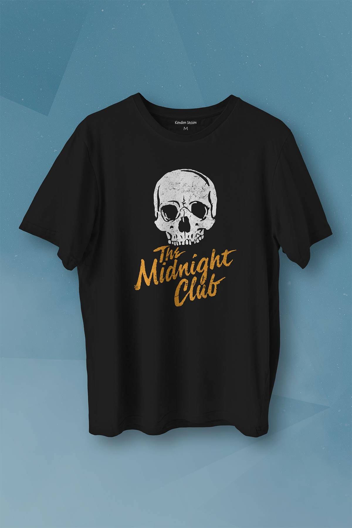 The Midnight Club Logo Kuru Kafa Dizi Baskılı Siyah Tişört Unisex