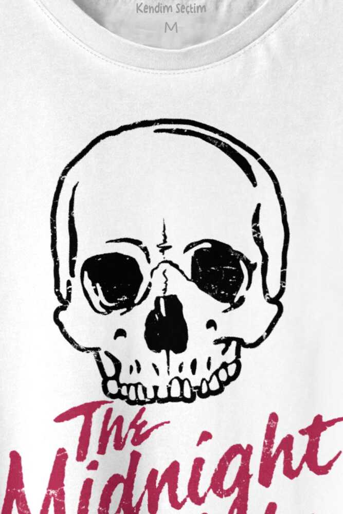 The Midnight Club Logo Kuru Kafa Dizi Baskılı Beyaz Tişört Unisex (1)