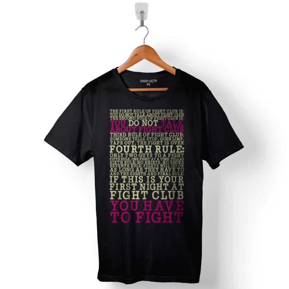 The Rules Of Fight Club Dövüş Kulübü Kuralları Baskılı Tişört Unisex