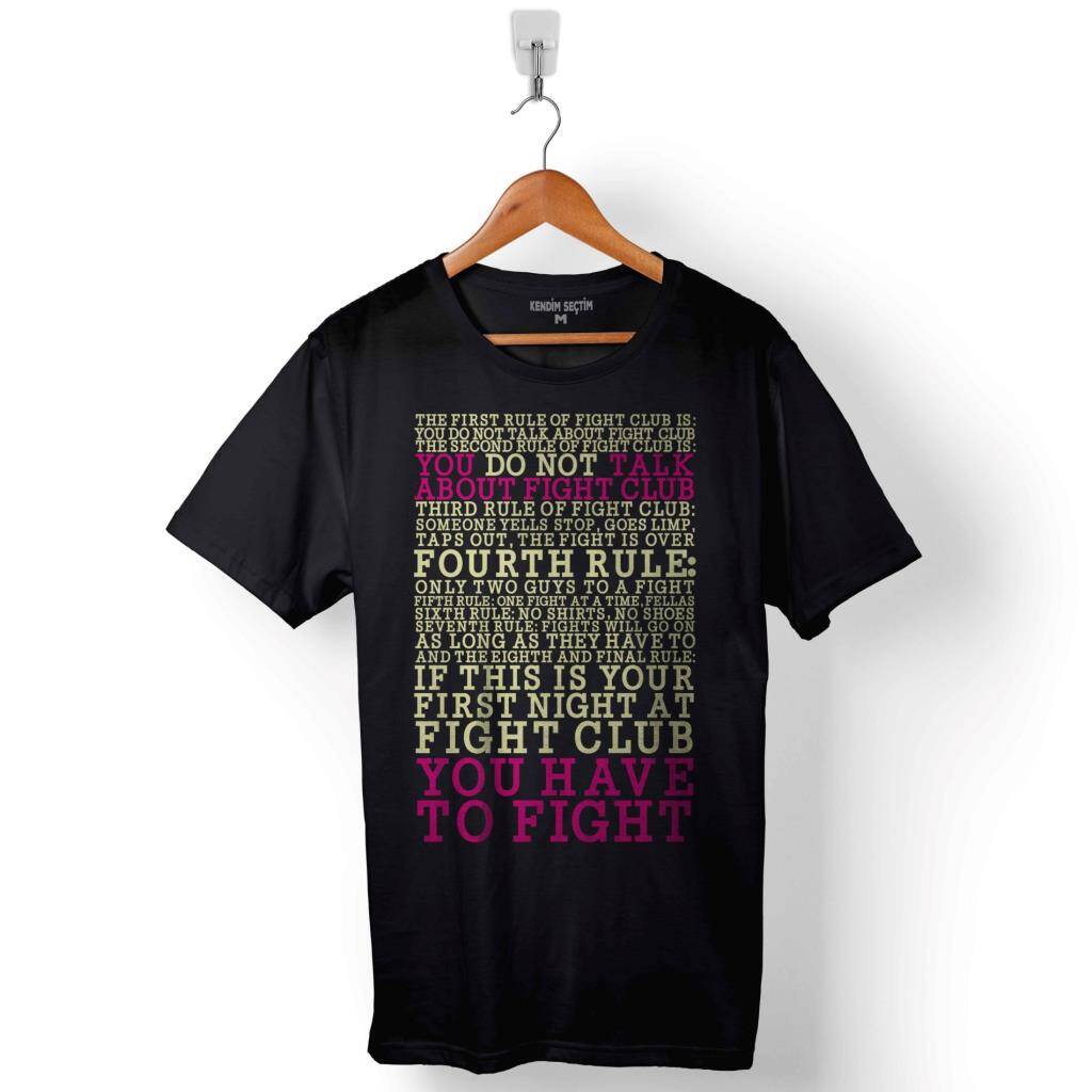 The Rules Of Fight Club Dövüş Kulübü Kuralları Baskılı Tişört Unisex