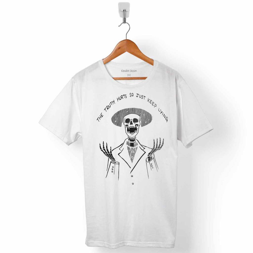 The Truth Hurts Skull Skeleton Kuru Kafa Suit Erkek Tişört