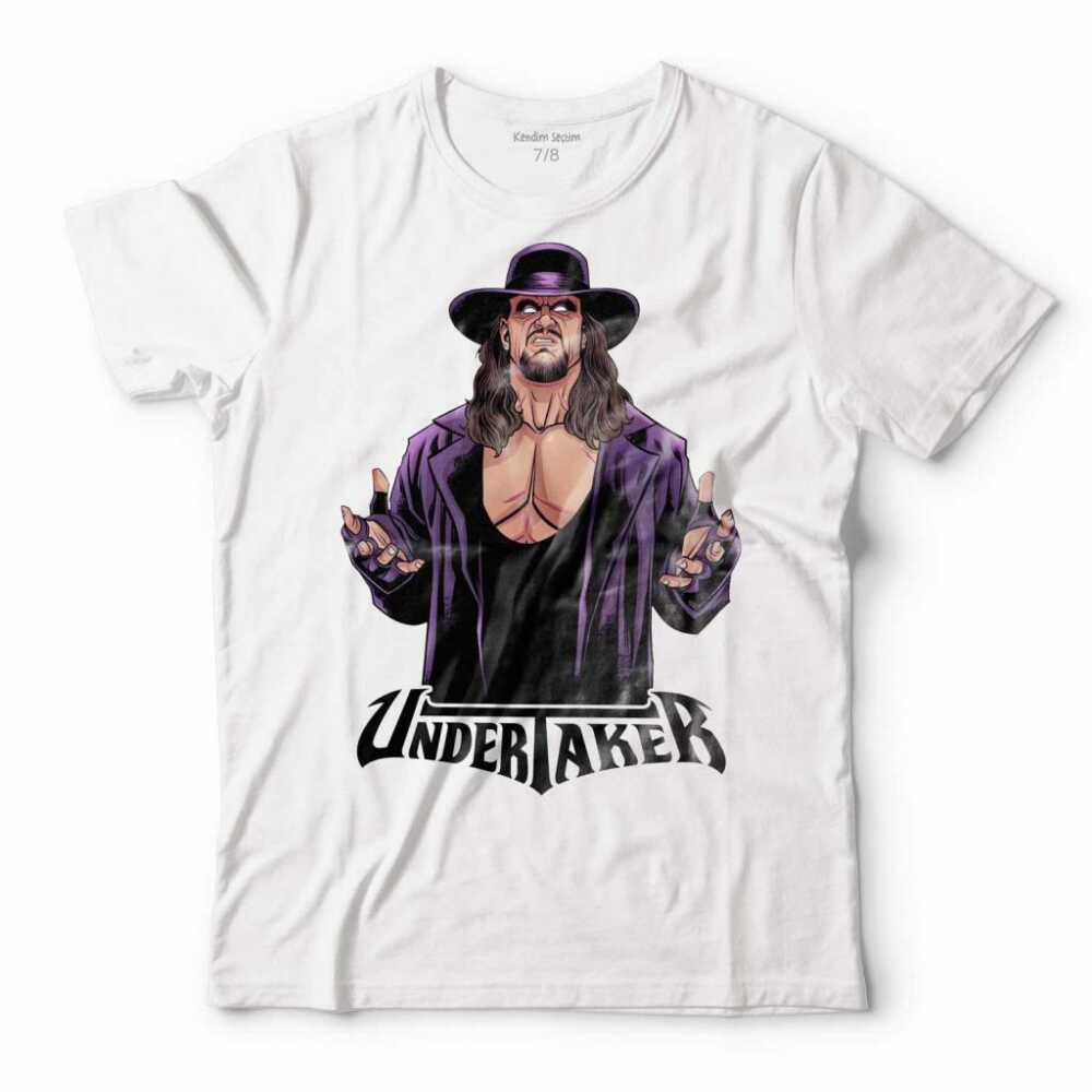 The Undertaker Logolu Çizim WWE Amerikan Güreşi Çocuk Tişört Beyaz