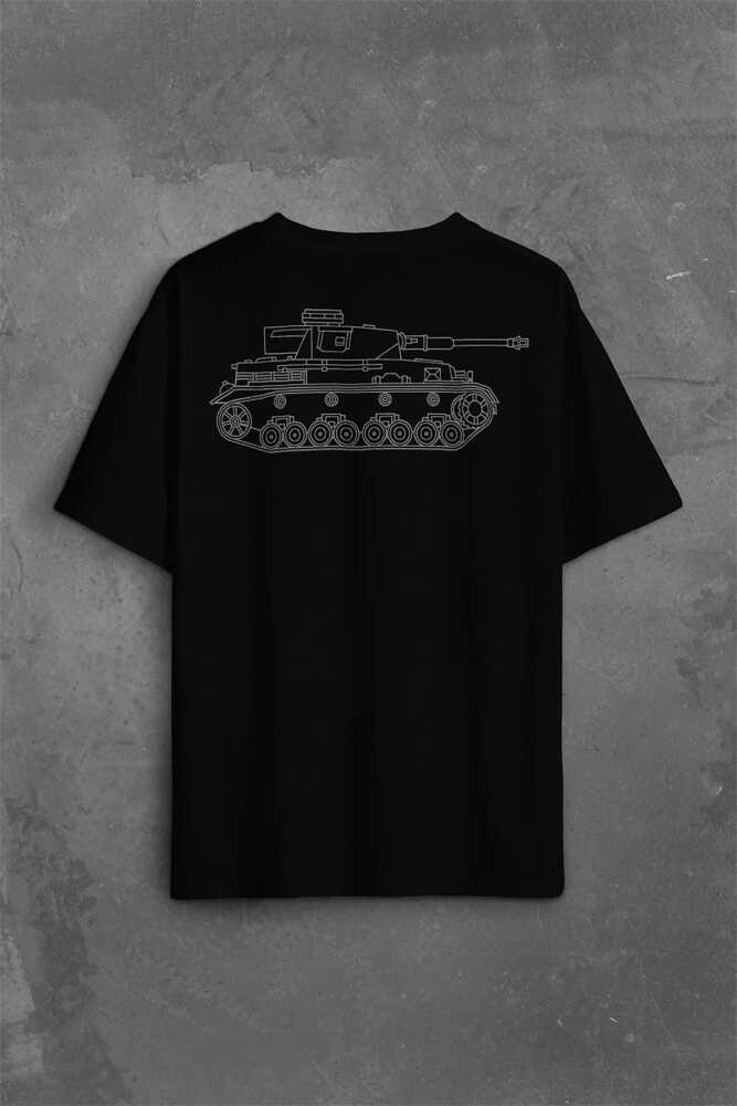 Tiger I Panzer Tank Wehrmacht WH WK2 WWII War Sırt Ön Baskılı Siyah Oversize Tişört Unisex (1)