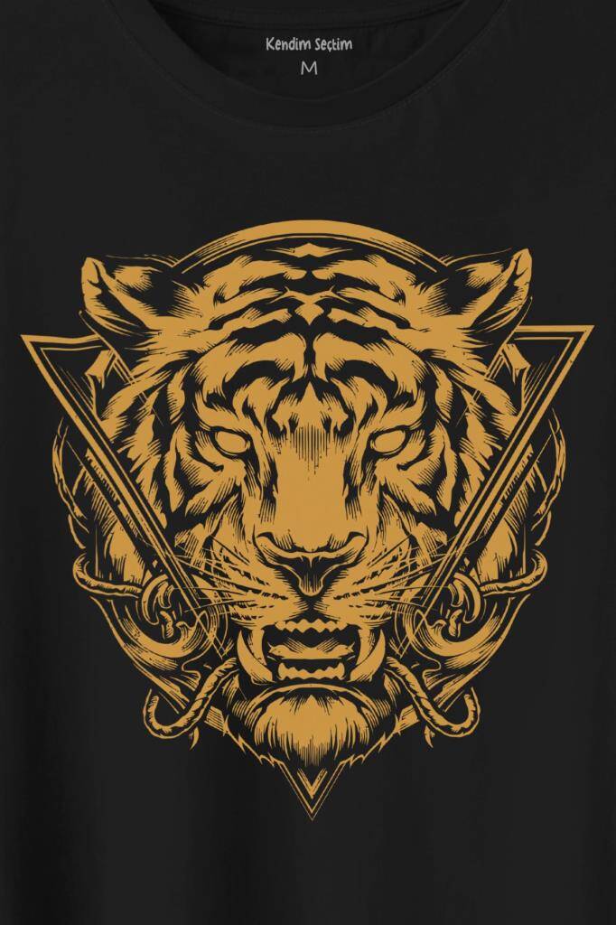Tiger Kaplan Minimal Urban Street Wear Baskılı Tişört Unisex (1)