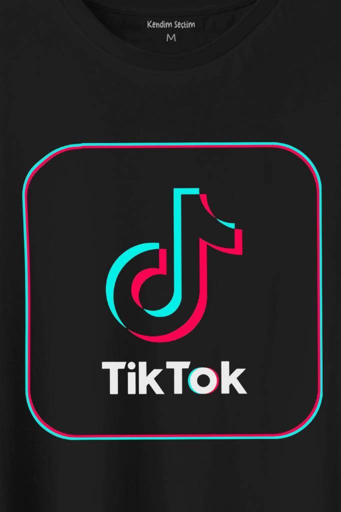 TikTok Logo Uygulama Simgesi Music Video Baskılı Siyah Tişört Unisex (1)