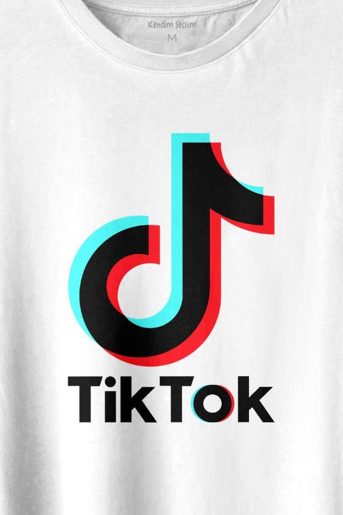 TikTok Logo Music Video Baskılı Beyaz Tişört Unisex (1)