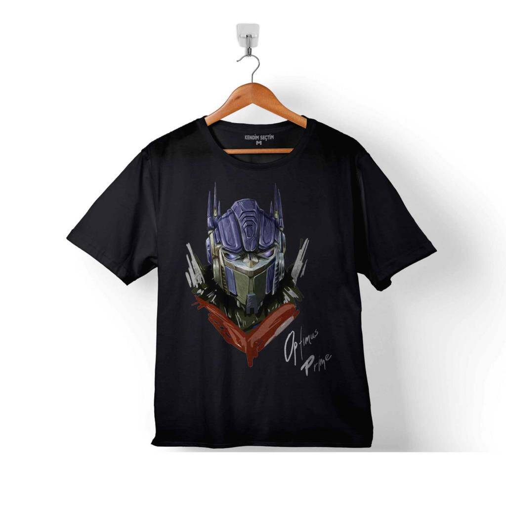 Transformers Optimus Prime Portre Logo Decepticon Çocuk Tişört Siyah