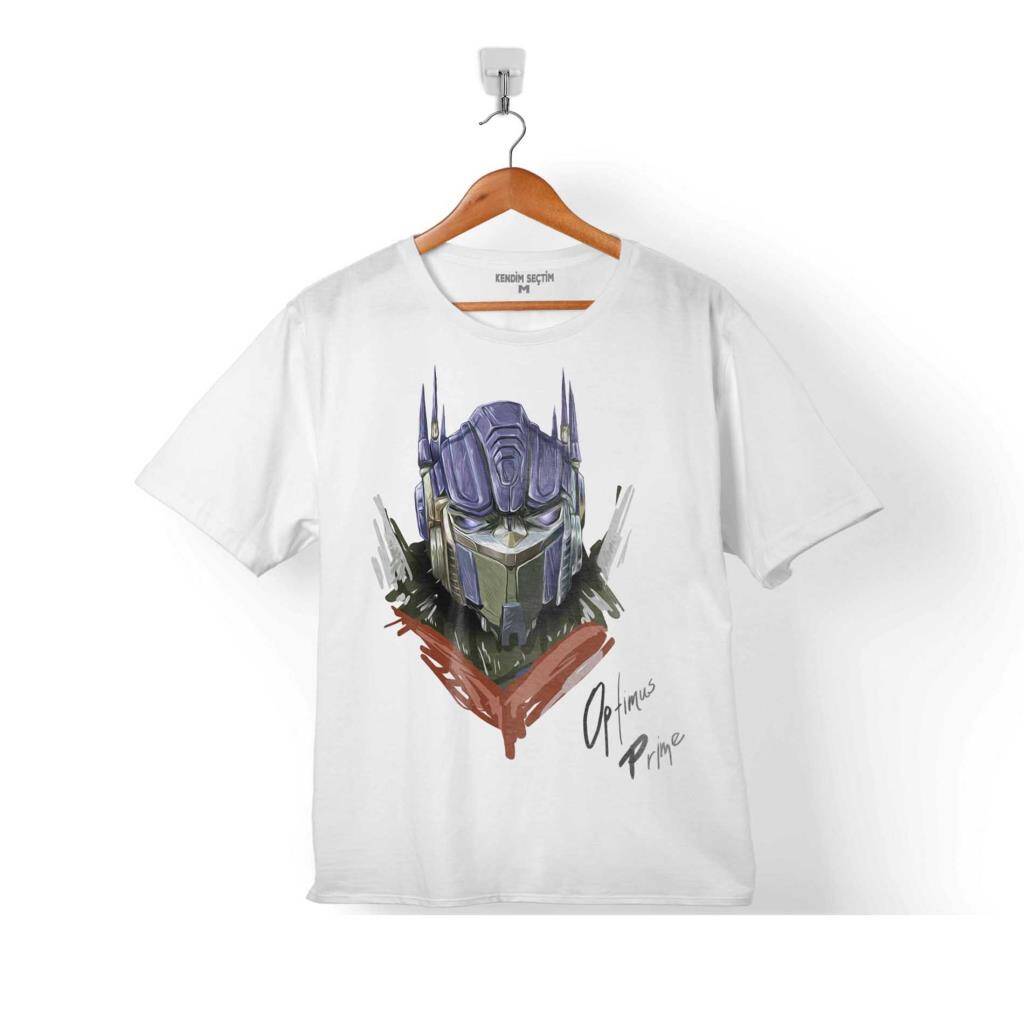 Transformers Optimus Prime Portre Logo Decepticon Çocuk Tişört Beyaz