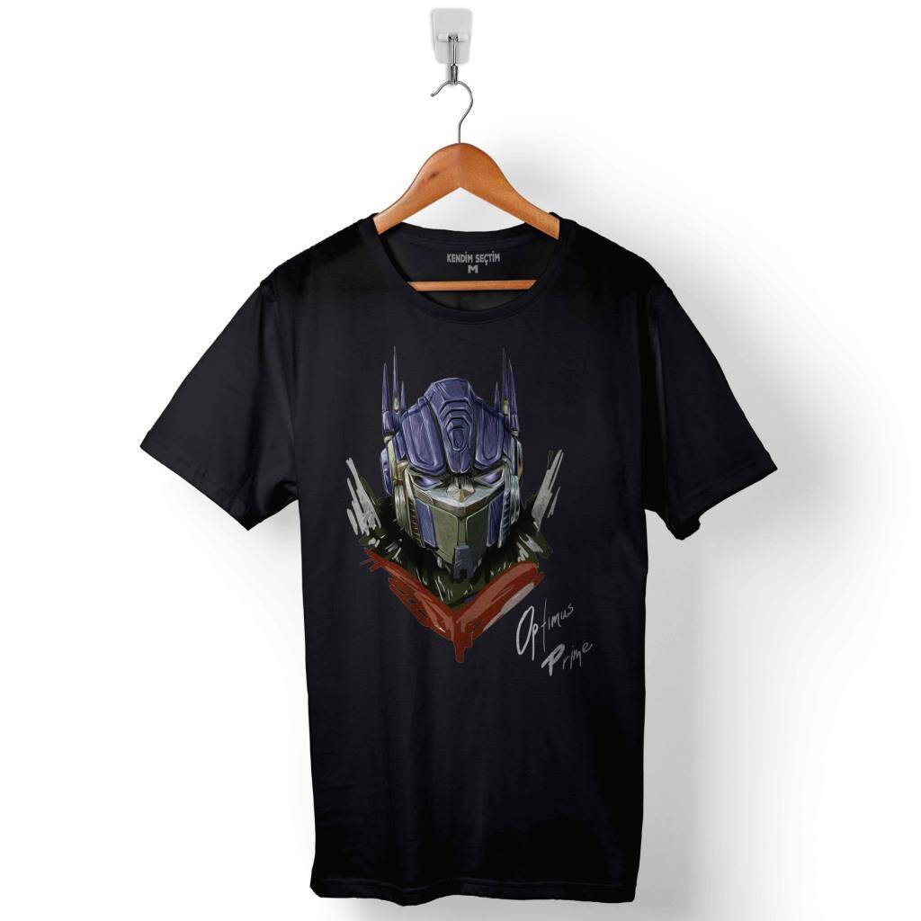 Transformers Optimus Prime Portre Logo Decepticon Baskılı Tişört Unisex