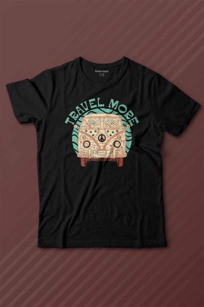 Travel More Vosvos Retro Hippi 60s 70s Baskılı Çocuk Tişört