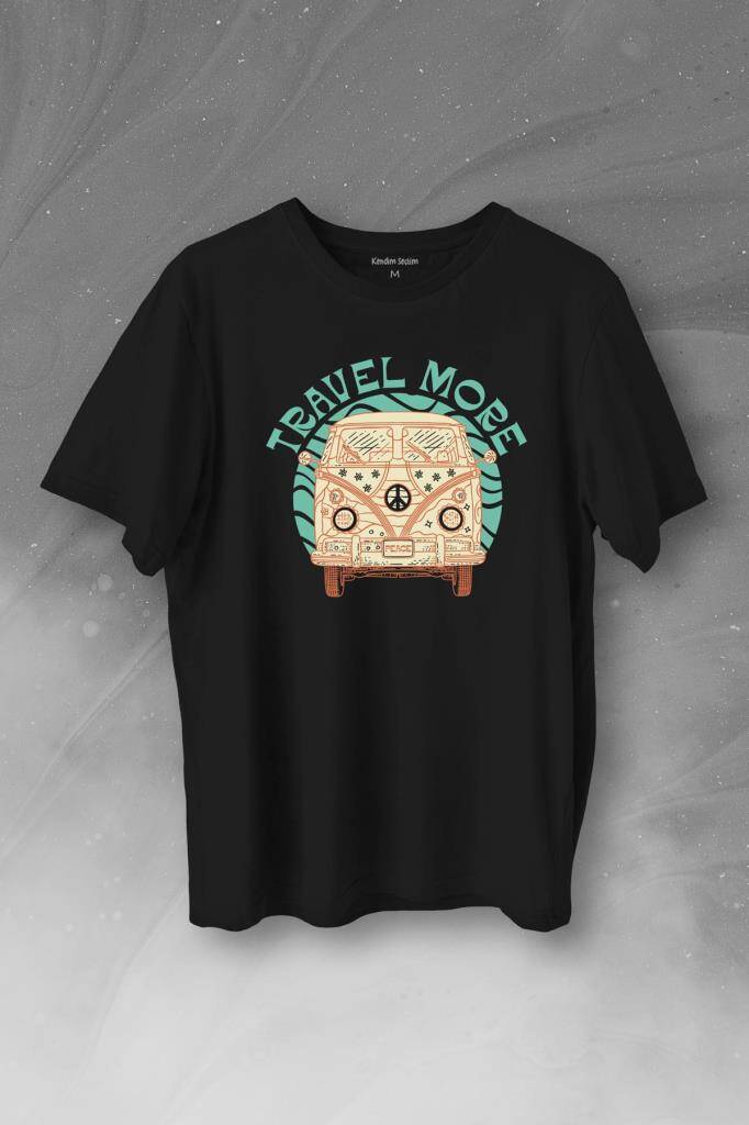 Travel More Vosvos Retro Hippi 60s 70s Baskılı Tişört Unisex