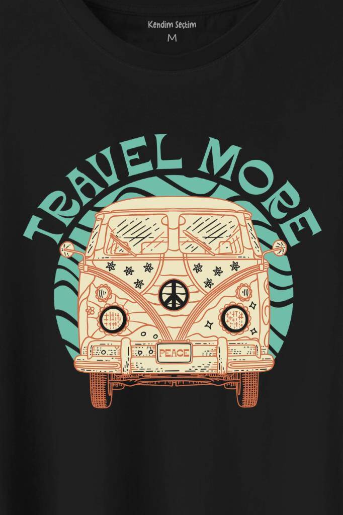 Travel More Vosvos Retro Hippi 60s 70s Baskılı Tişört Unisex (1)