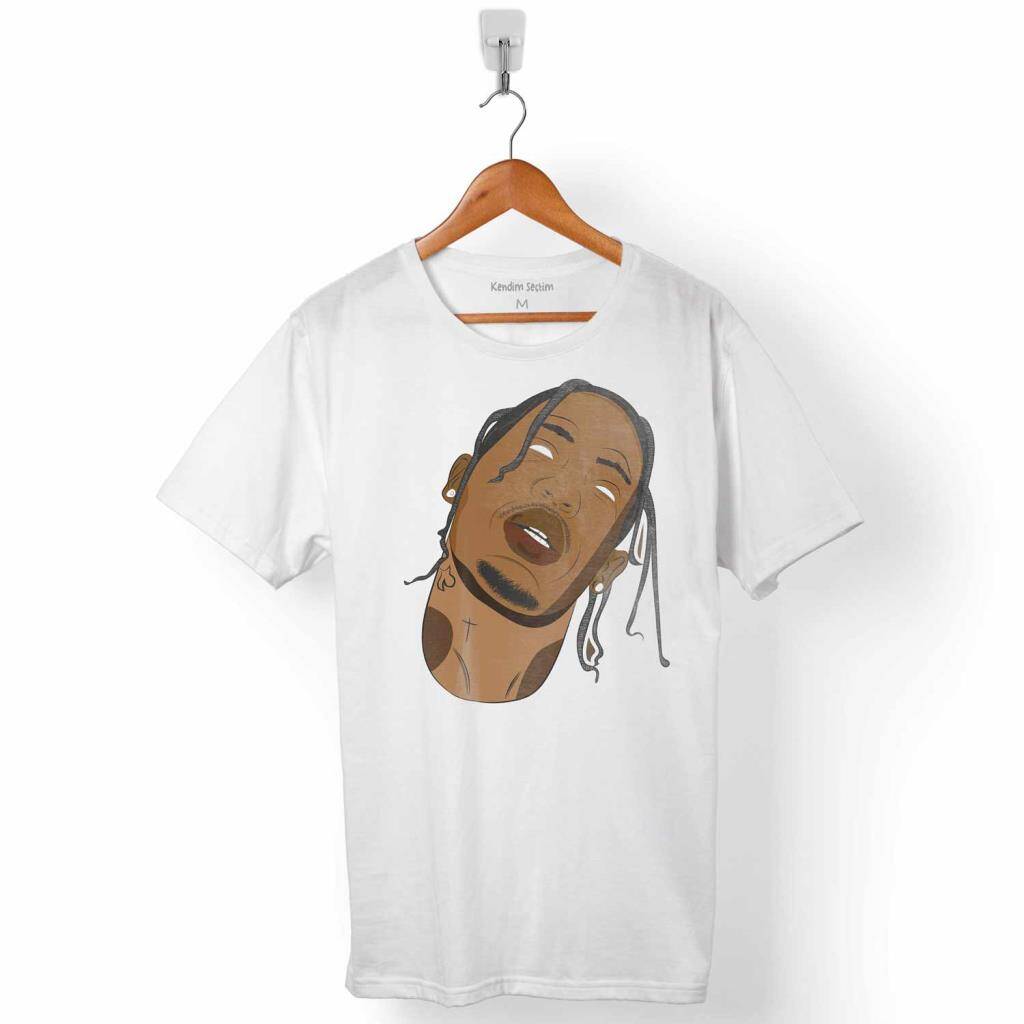 Travis Scott Jacques Webster Çizim Portre Erkek Tişört