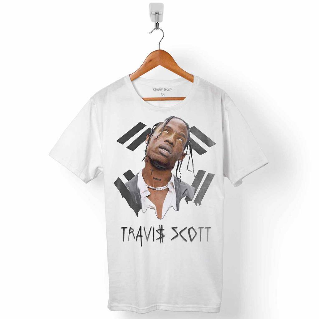 Travis Scott Jacques Webster Yazılı Portre Erkek Tişört