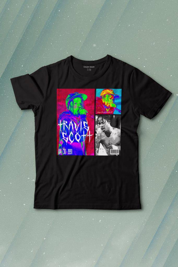 Travis Scott Rap Music Trap Müzik Sokak Hiphop Baskılı Tişört Çocuk T-shirt - 1