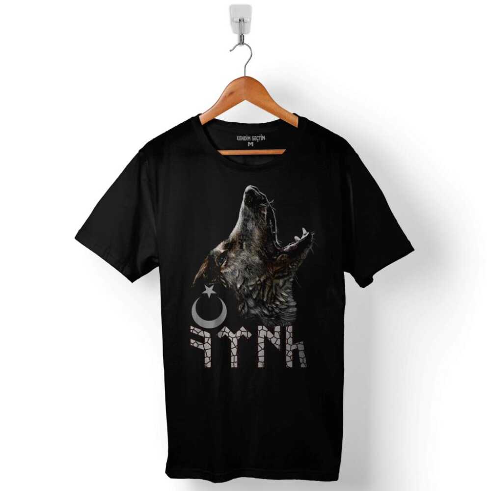 TSK Göktürkçe Eski Türk Bozkurt Wolf Kurt Hilal Baskılı Tişört Unisex
