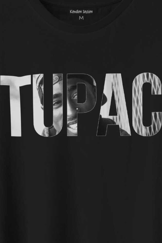 Tupac Amaru Shakur Awesome 2Pac Rap Music Baskılı Siyah Tişört Unisex (1)