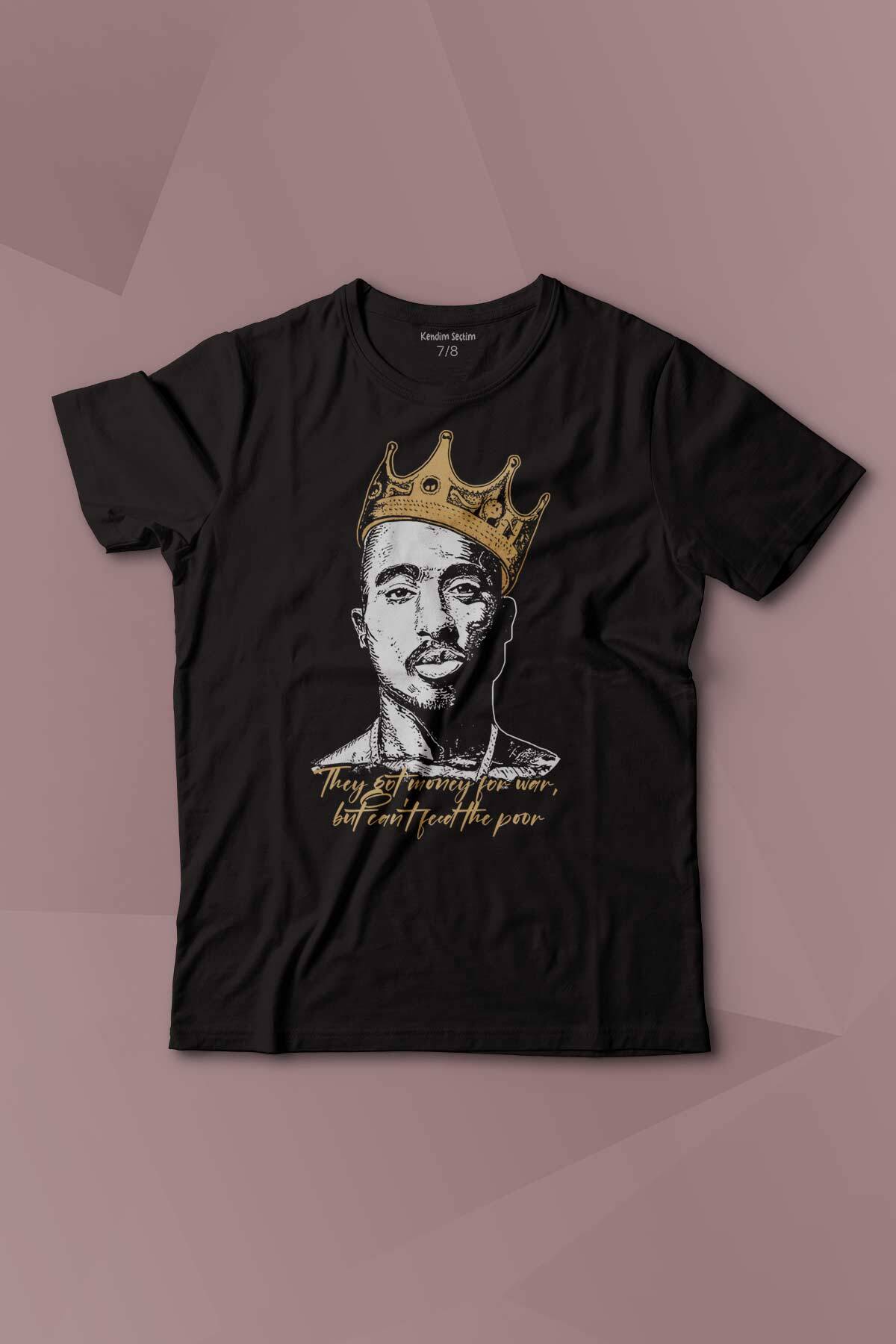 Tupac Hip Hop Rap Music 2Pac Baskılı Çocuk Tişört Kısa Kollu - 1