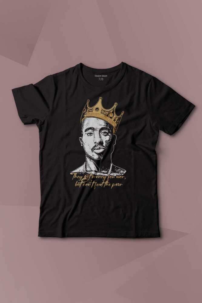 Tupac Hip Hop Rap Music 2Pac Baskılı Çocuk Tişört Kısa Kollu - 1